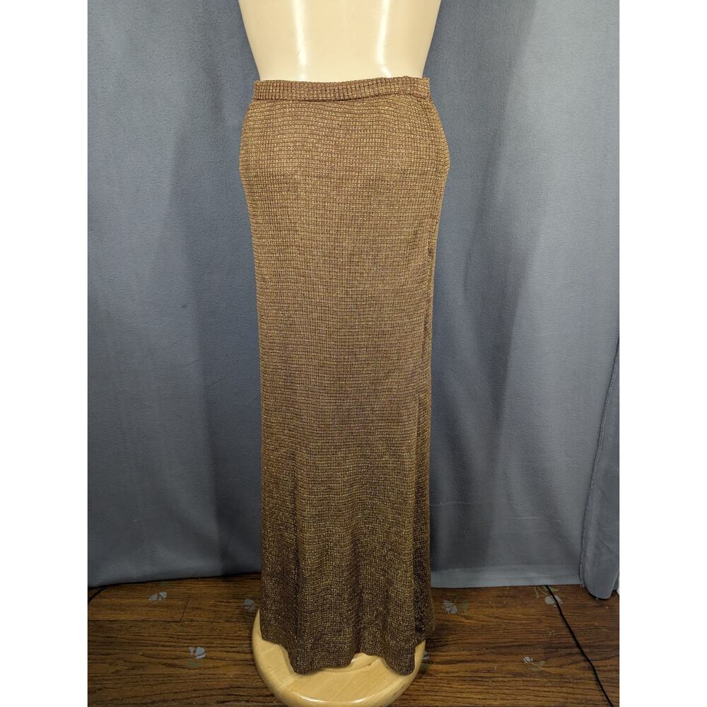 Vintage Nelly de Grab Metallic Gold Brocade Maxi Skirt XS 60s 70s